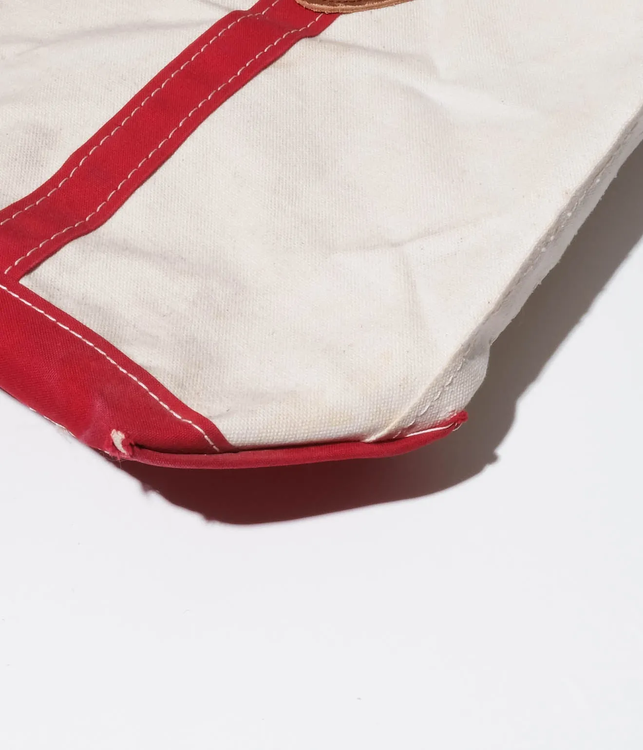 90's L.L.Bean Tote Bag Leather Handle  (Red)