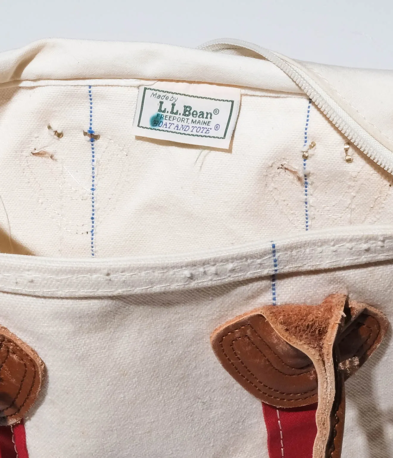 90's L.L.Bean Tote Bag Leather Handle  (Red)