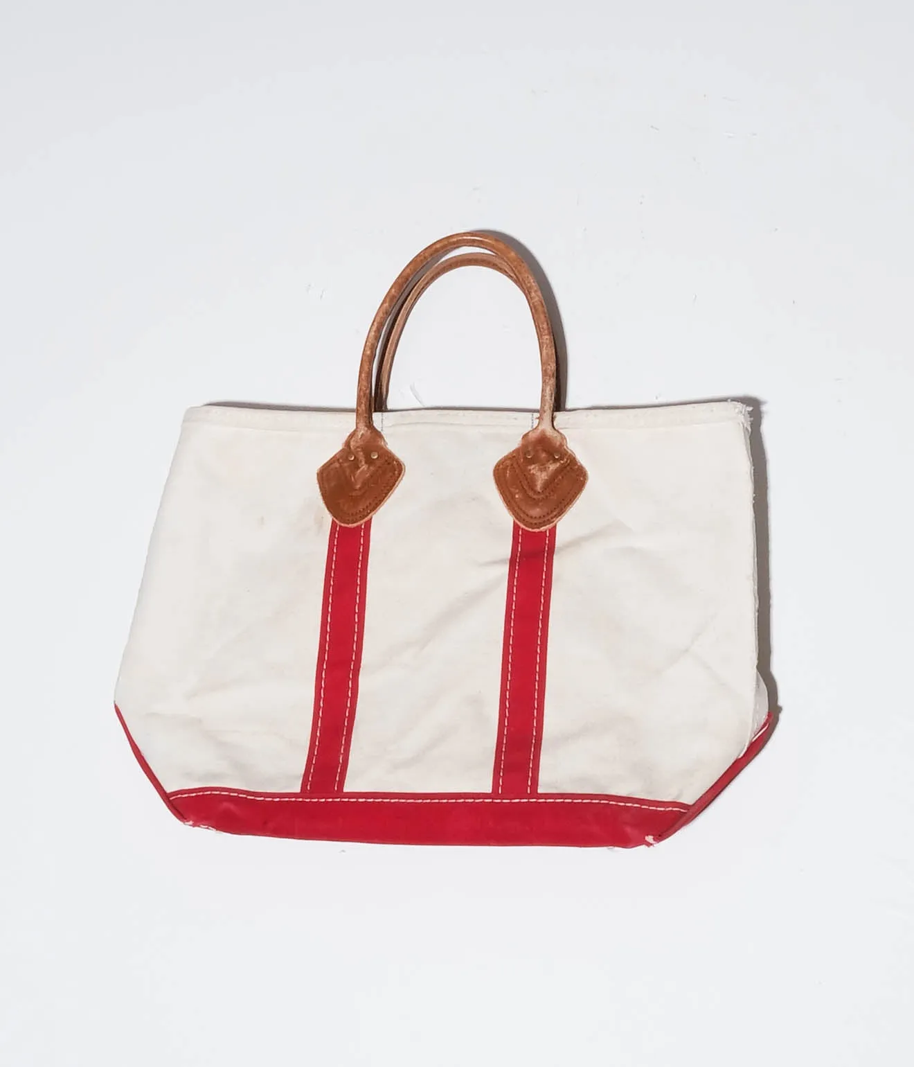 90's L.L.Bean Tote Bag Leather Handle  (Red)