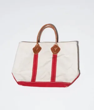90's L.L.Bean Tote Bag Leather Handle  (Red)