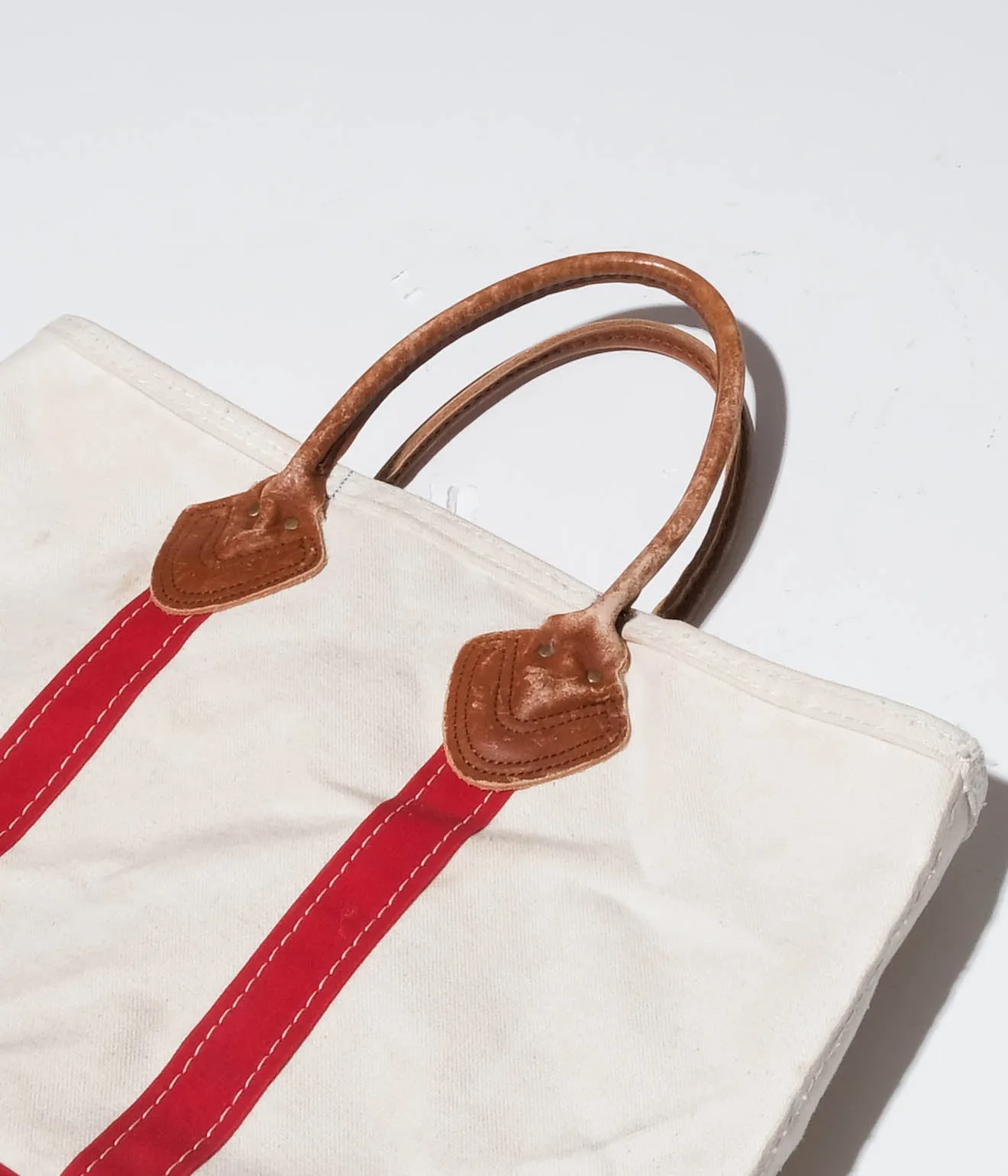 90's L.L.Bean Tote Bag Leather Handle  (Red)