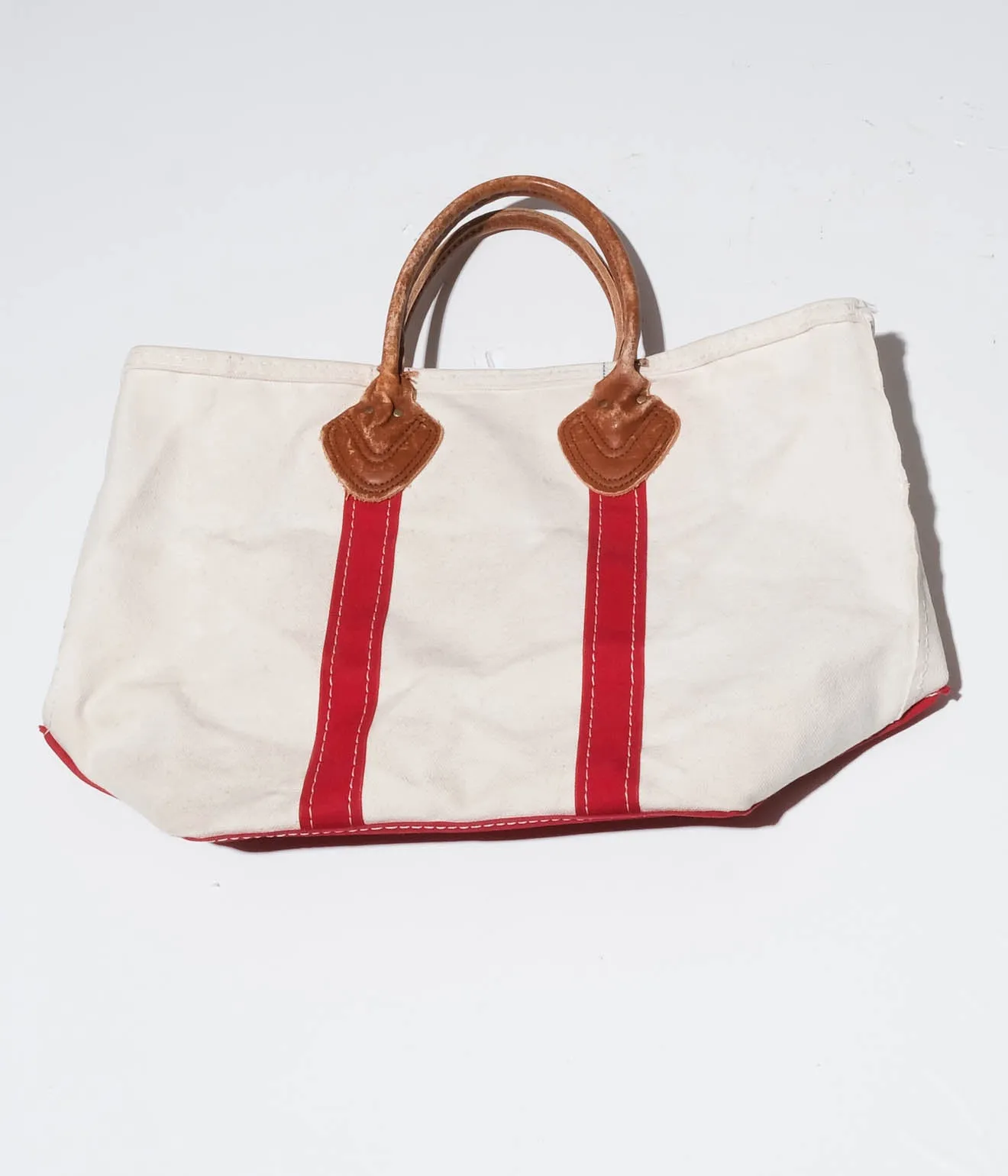 90's L.L.Bean Tote Bag Leather Handle  (Red)