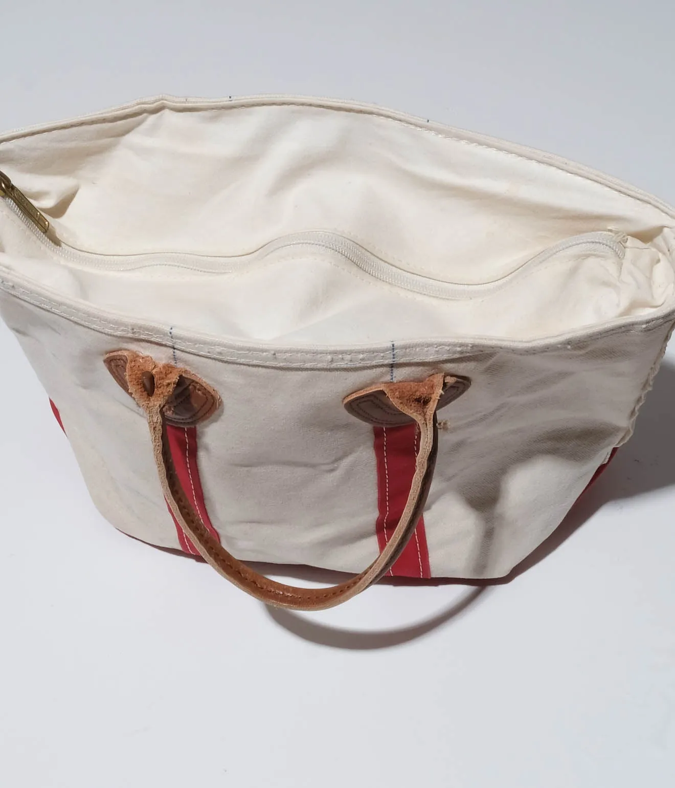 90's L.L.Bean Tote Bag Leather Handle  (Red)
