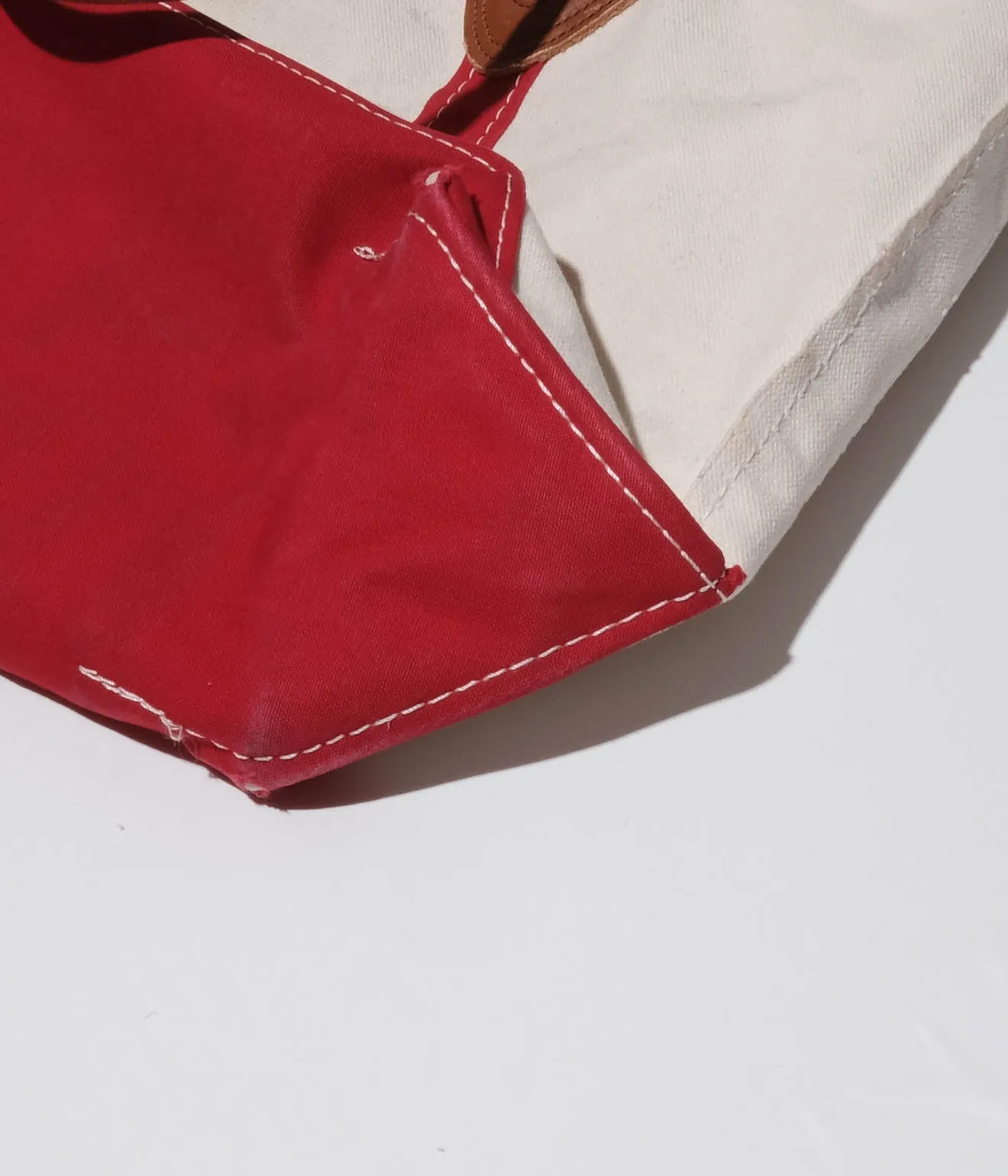 90's L.L.Bean Tote Bag Leather Handle  (Red)
