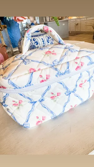 Blue makeup bag
