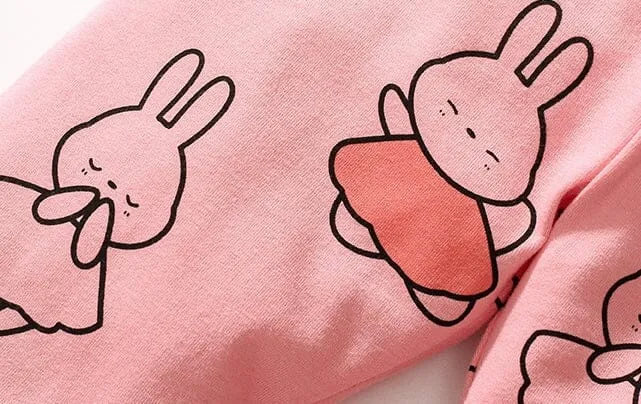 Cartoon Bunny Print Summer Set