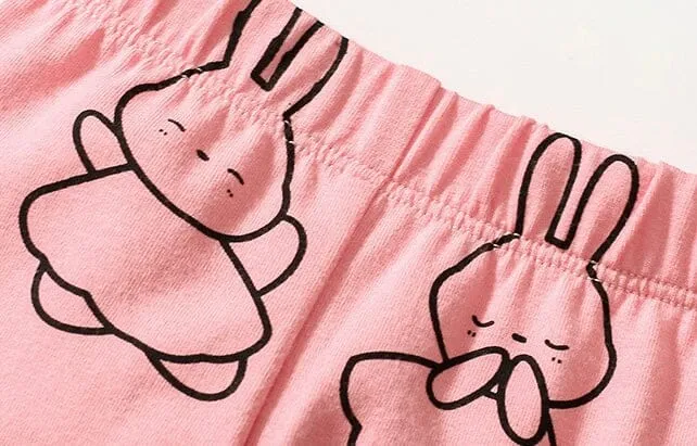 Cartoon Bunny Print Summer Set