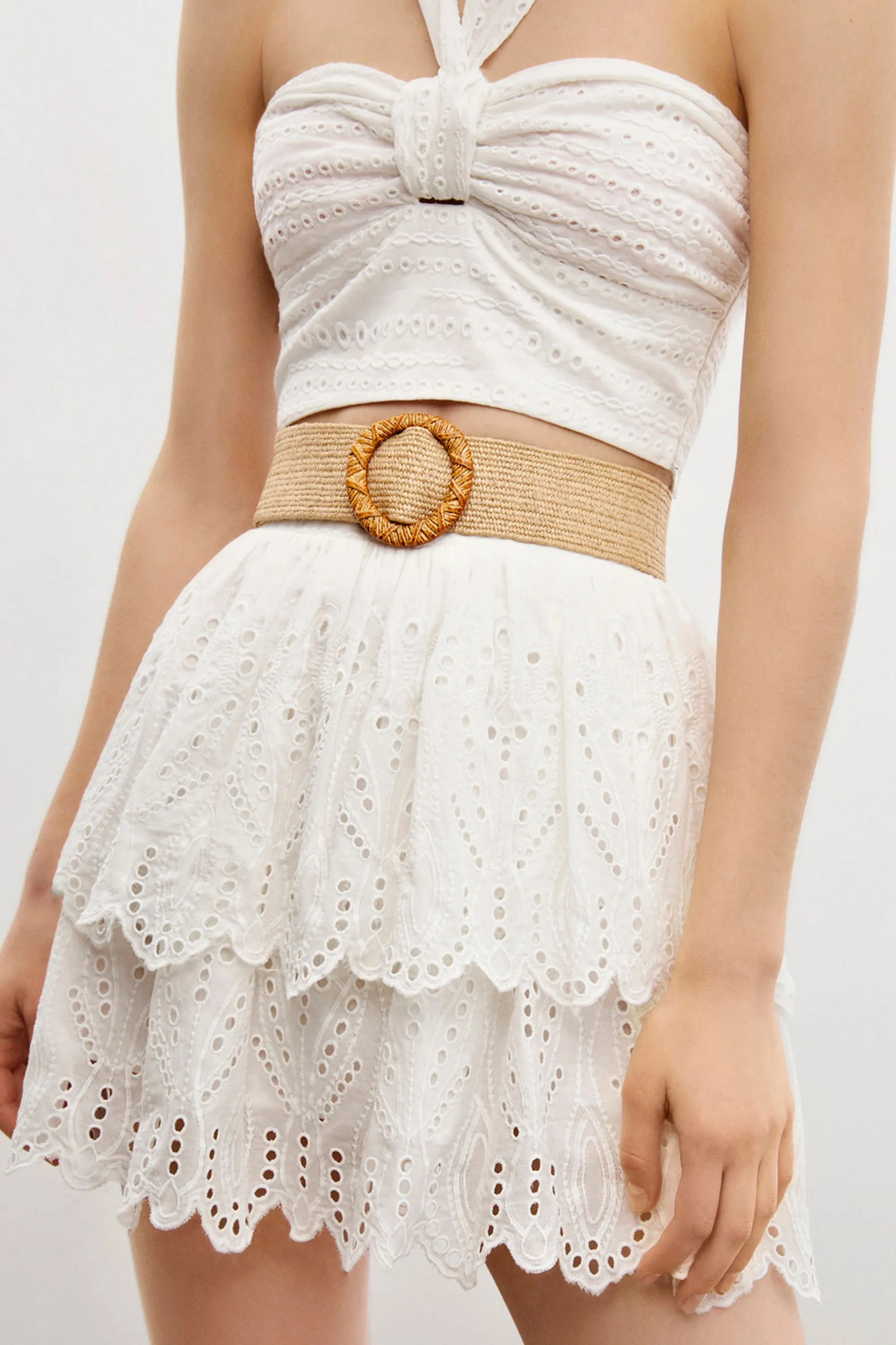 Eyelet Mini Skirt