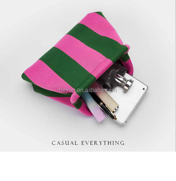 Fashion Pink Green Striped Clutch Bag-حقيبة كلاتش مخططة