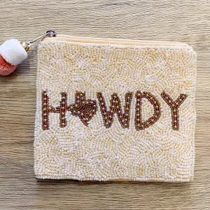Howdy Texas Cream Beaded Pouch