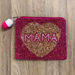 Mama Heart Beaded Coin Purse