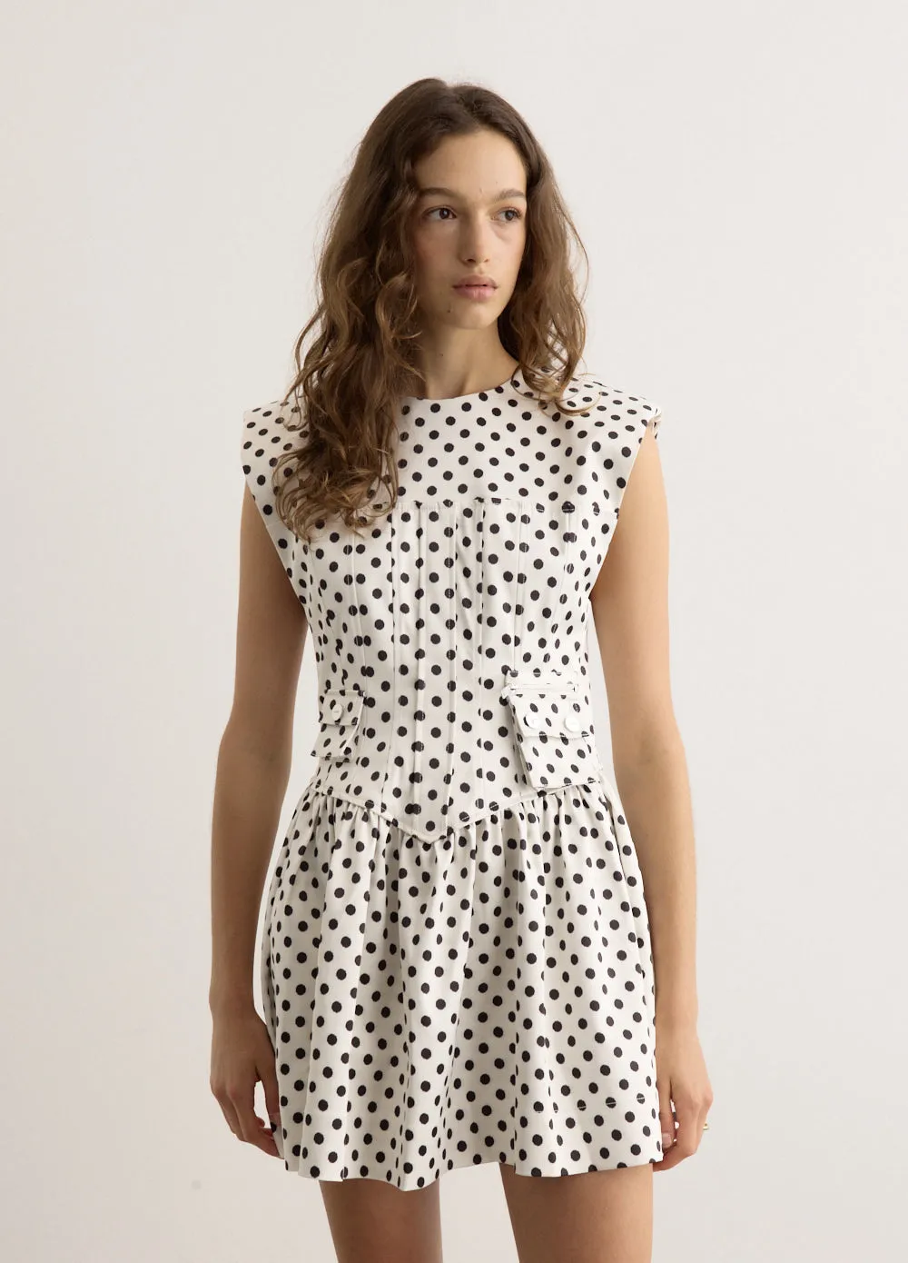 Printed Double Satin Corset Mini Dress