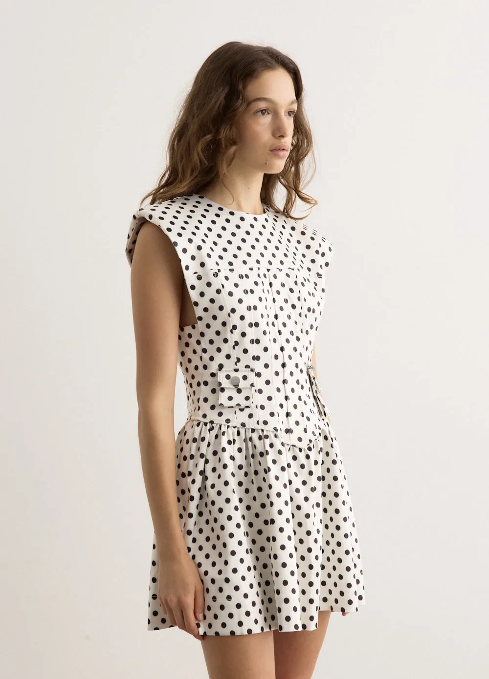 Printed Double Satin Corset Mini Dress