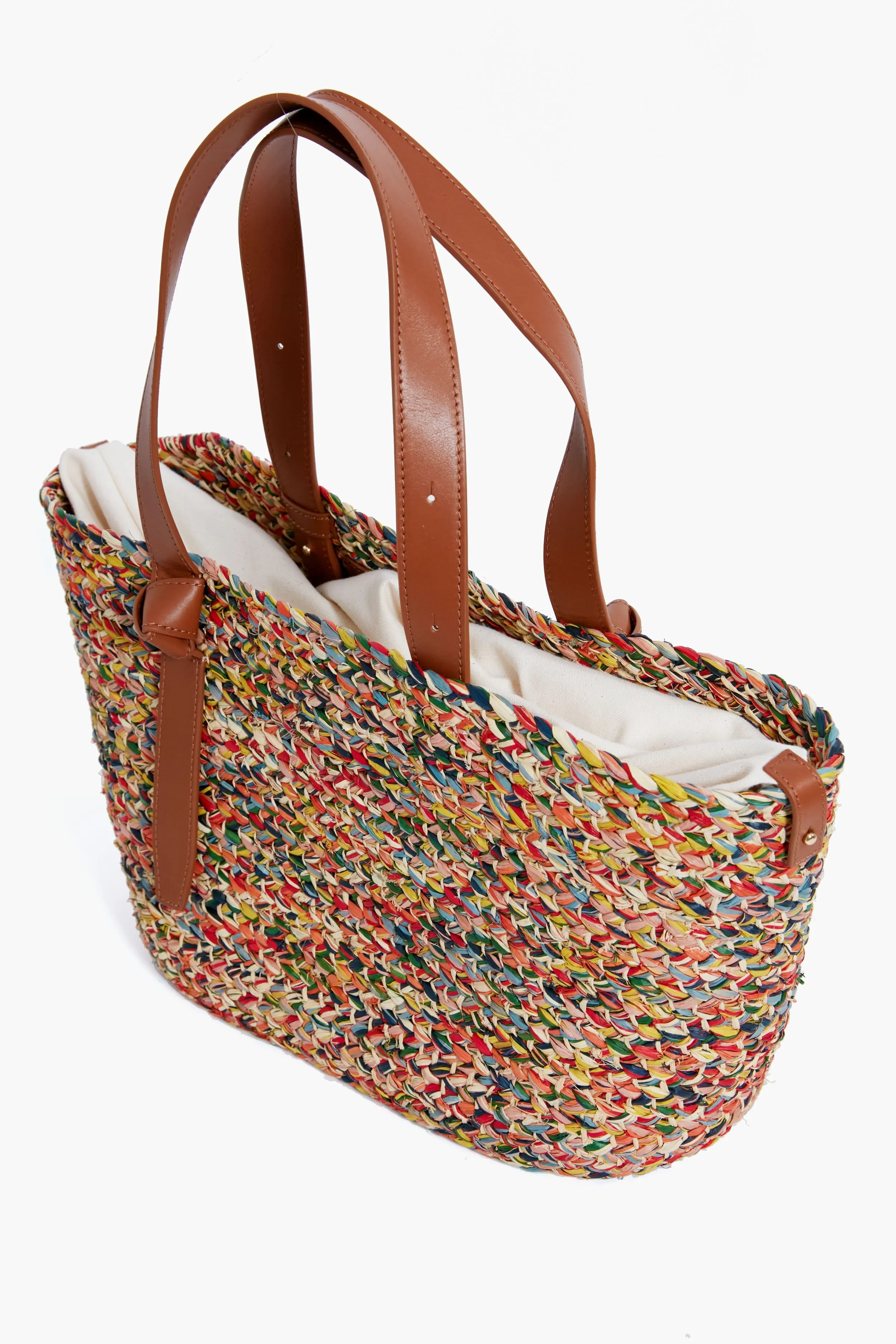 Rainbow Melange Raffia Tote