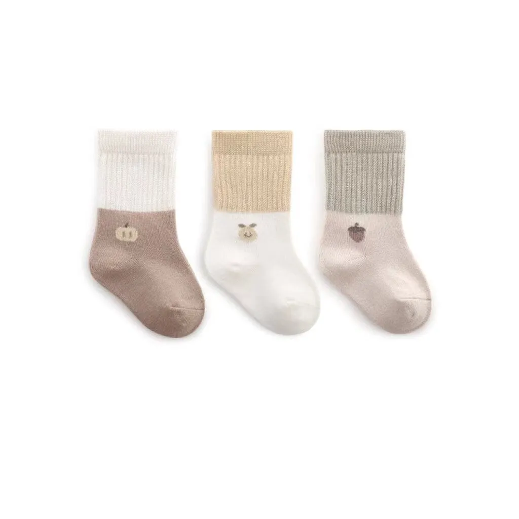 Small Cartoon Printing Two-Color Socks [Set of 3]