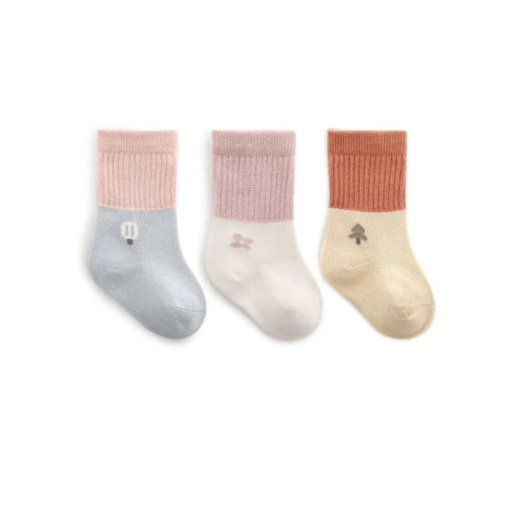 Small Cartoon Printing Two-Color Socks [Set of 3]