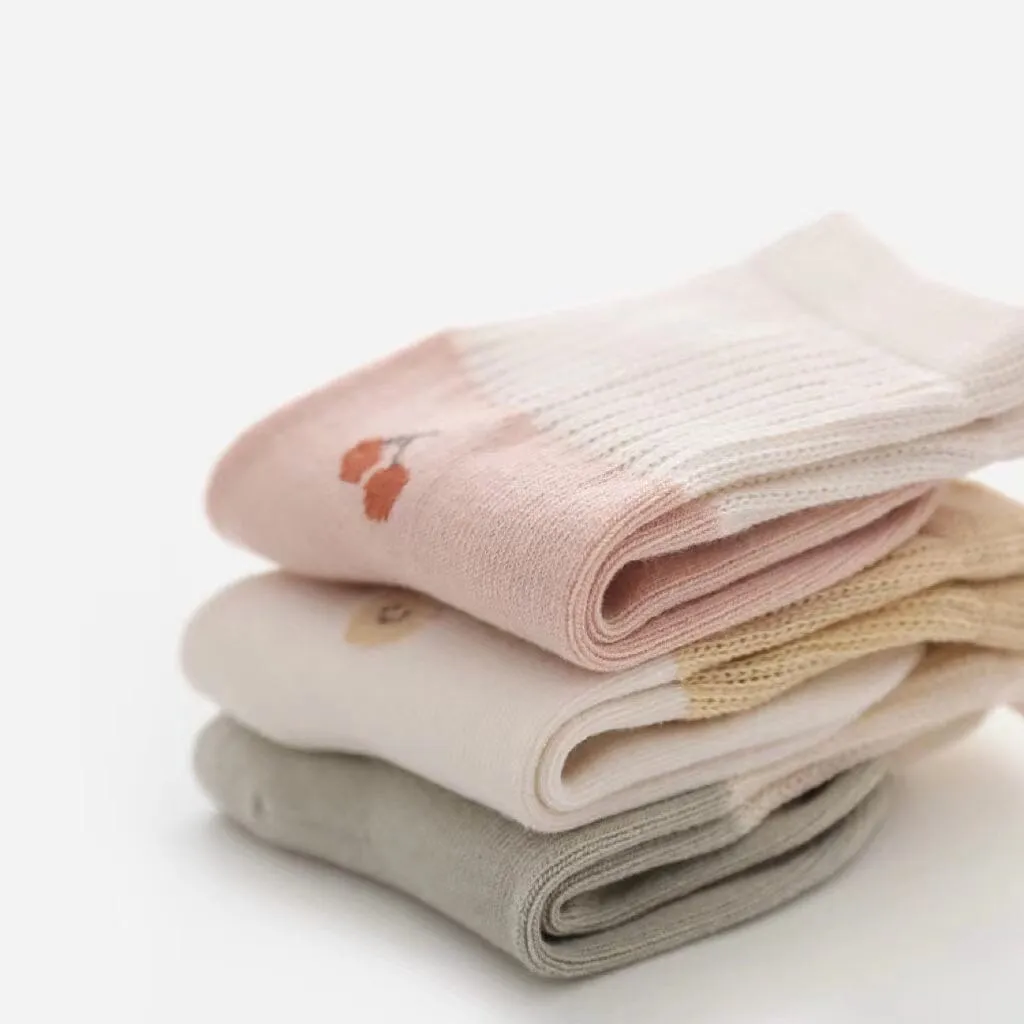 Small Cartoon Printing Two-Color Socks [Set of 3]